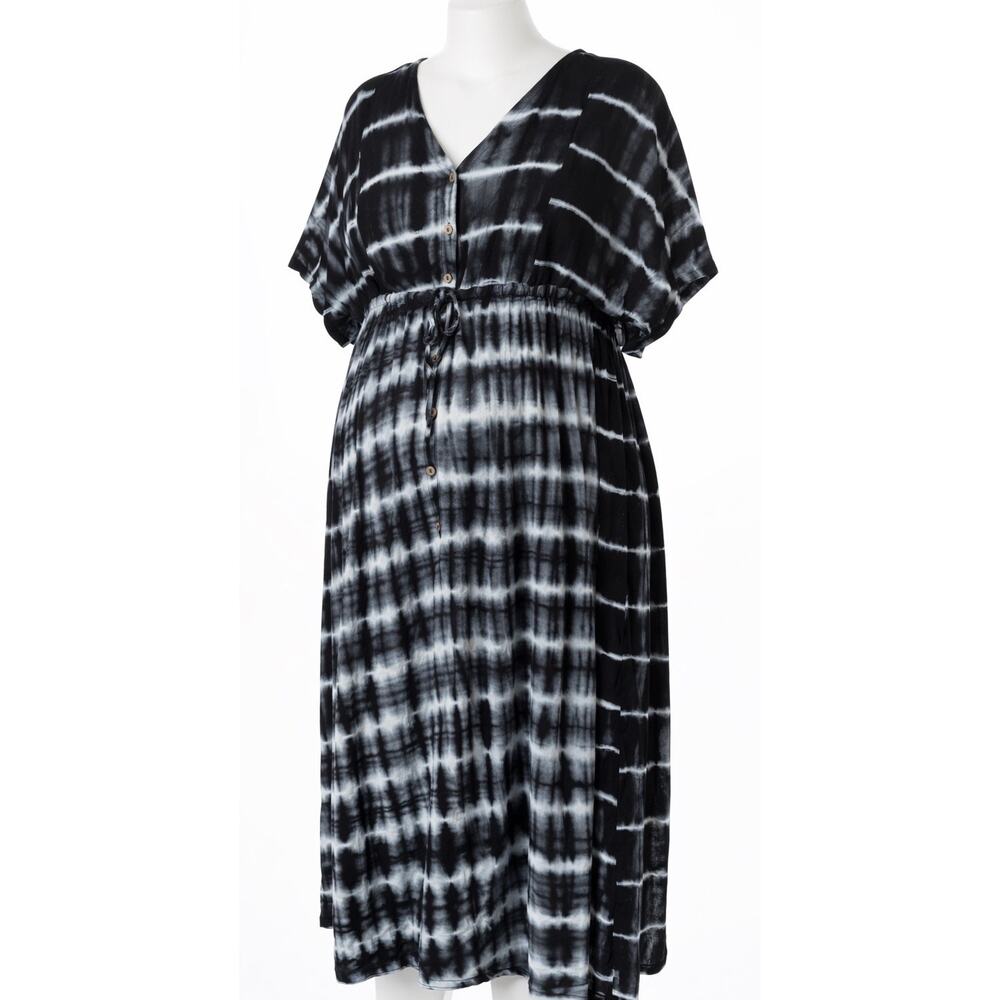 SS Motherhood Tie Dye Maternity Dress Women XL Black White Beach Boho